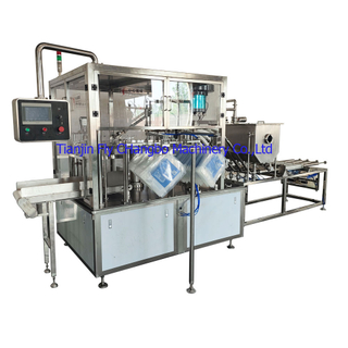 Automatic rotatory fill machinery particularly for windshield washer liquids to stand bag