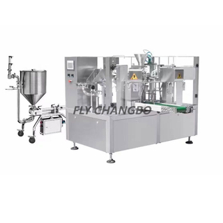 Spout stand up pouch liquid pouch filling sealing machine