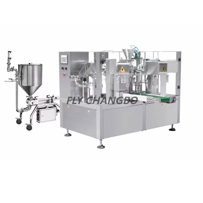 Spout stand up pouch liquid pouch filling sealing machine